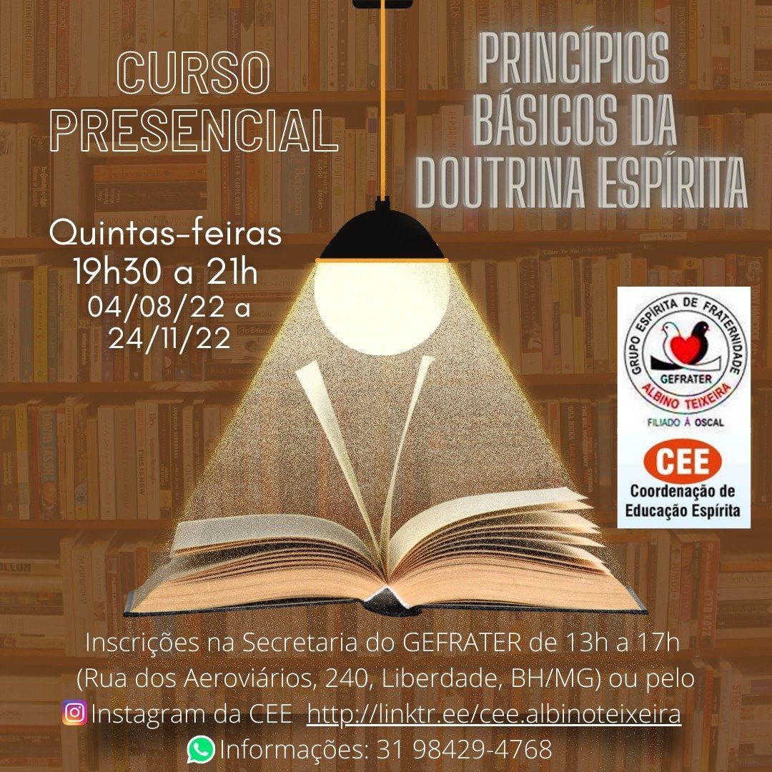 Curso Presencial Princ Pios B Sicos Da Doutrina Esp Rita Gefrater